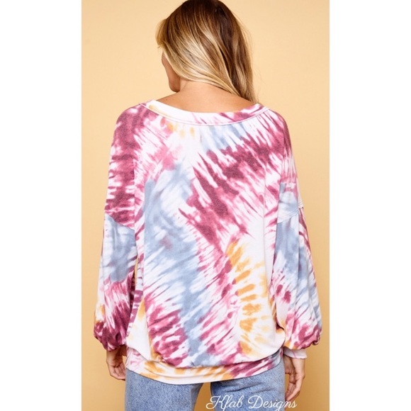 Tie Dye Balloon sleeve top - Picture 2 of 4